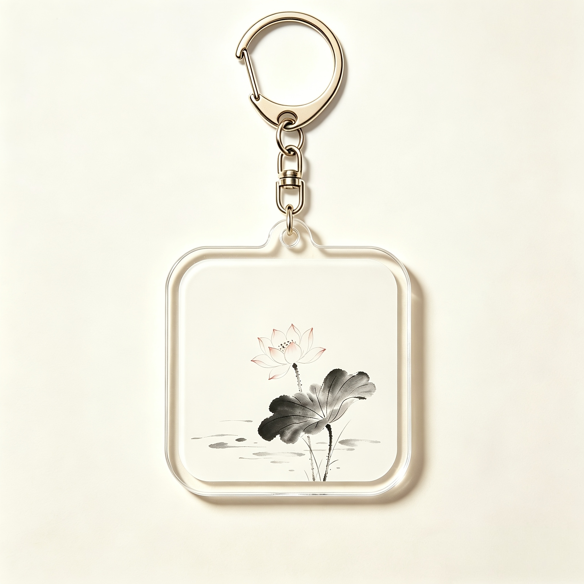 4pcs Chinese-style Elegant Lotus Pattern Acrylic Keychains